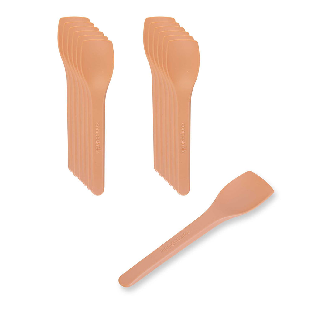 Basic Nature Orange CPLA Plastic Ice Cream Spoon - Heat-Resistant, Compostable - 4" - 100 count box