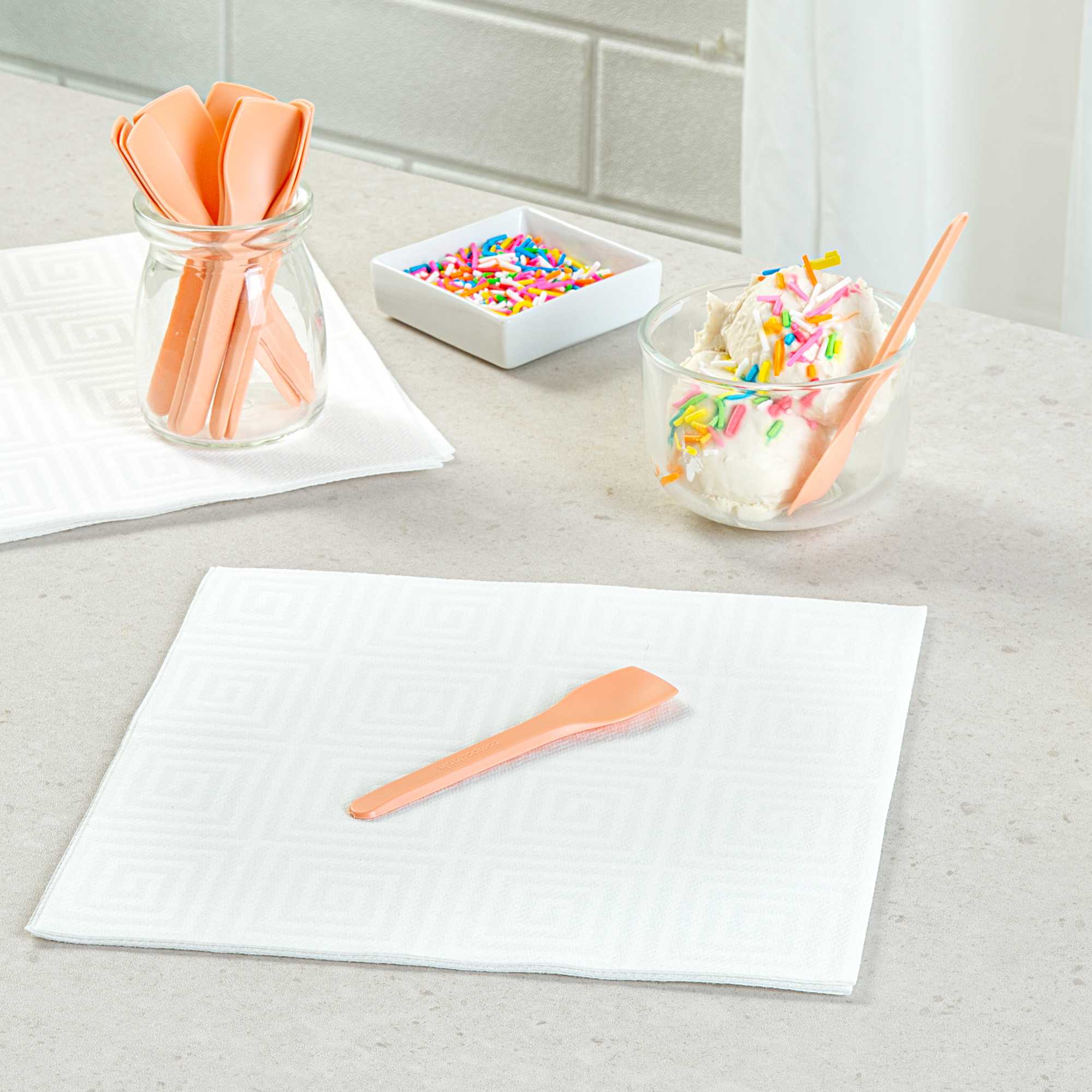 Basic Nature Orange CPLA Plastic Ice Cream Spoon - Heat-Resistant, Compostable - 4" - 100 count box