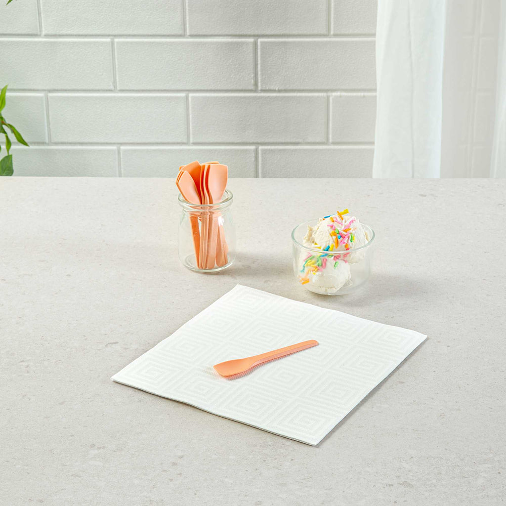 Basic Nature Orange CPLA Plastic Ice Cream Spoon - Heat-Resistant, Compostable - 4" - 100 count box