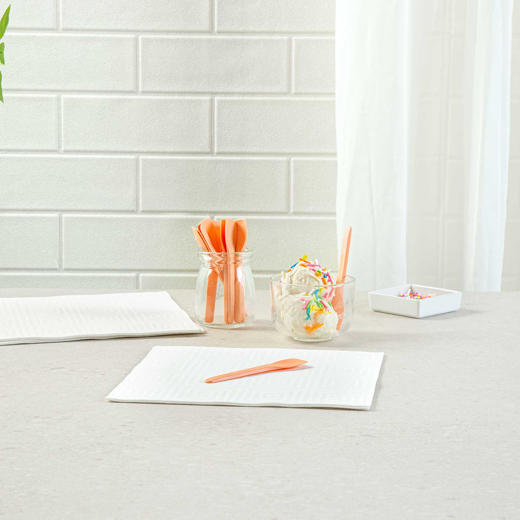 Basic Nature Orange CPLA Plastic Ice Cream Spoon - Heat-Resistant, Compostable - 4" - 100 count box
