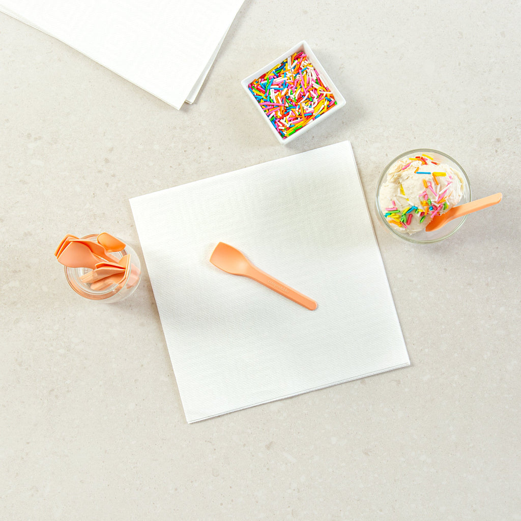 Basic Nature Orange CPLA Plastic Ice Cream Spoon - Heat-Resistant, Compostable - 4" - 1000 count box