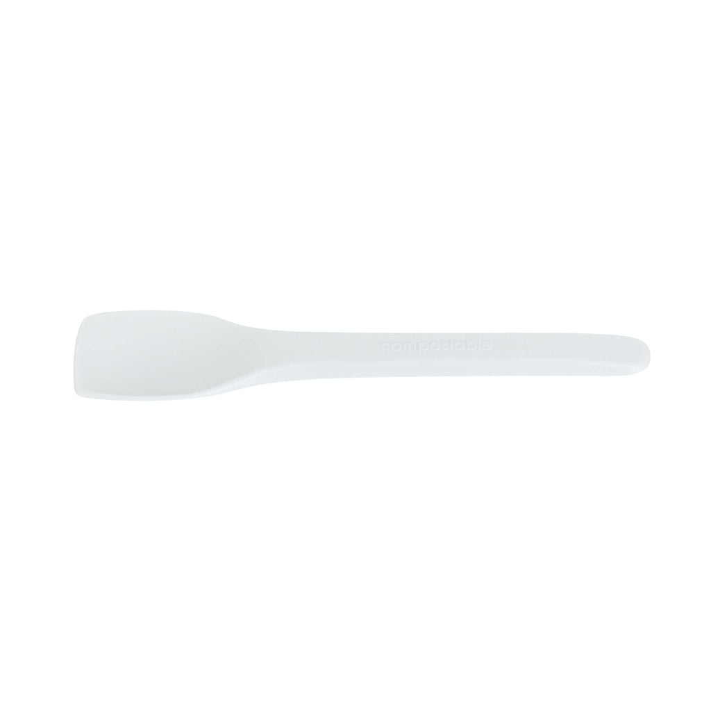 Basic Nature White CPLA Plastic Ice Cream Spoon - Heat-Resistant, Compostable - 4" - 100 count box