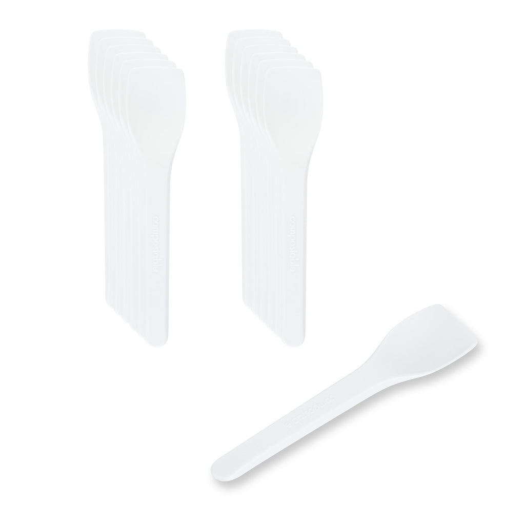 Basic Nature White CPLA Plastic Ice Cream Spoon - Heat-Resistant, Compostable - 4" - 1000 count box