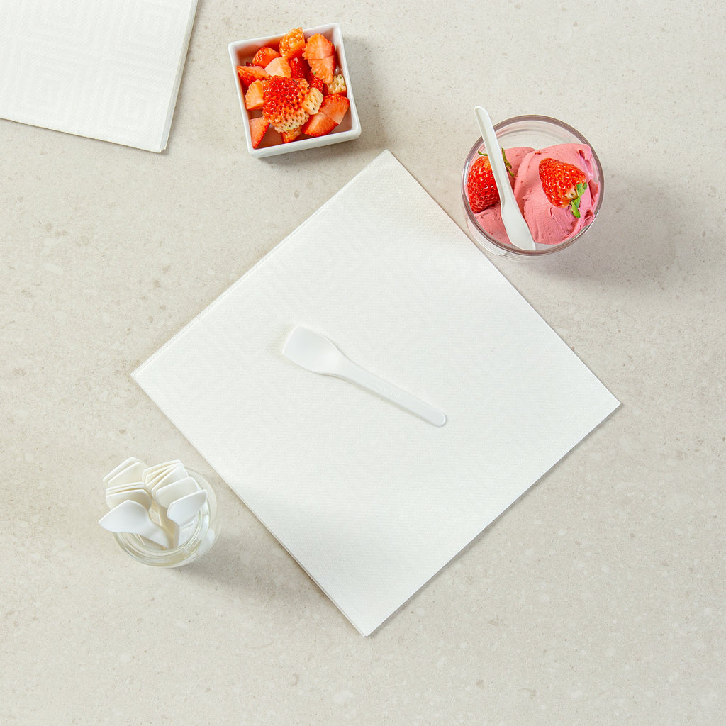 Basic Nature White CPLA Plastic Ice Cream Spoon - Heat-Resistant, Compostable - 4" - 1000 count box