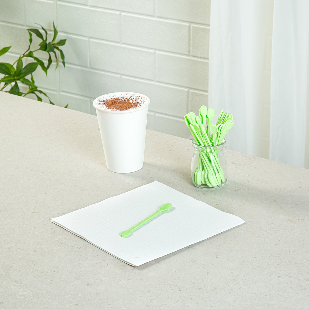 Basic Nature Green CPLA Plastic Coffee Stirrer / Spoon - Compostable - 4" - 1000 count box