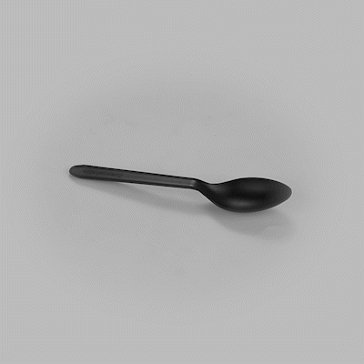 Basic Nature Black CPLA Plastic Dessert Spoon - Heat-Resistant, Compostable - 4" - 1000 count box