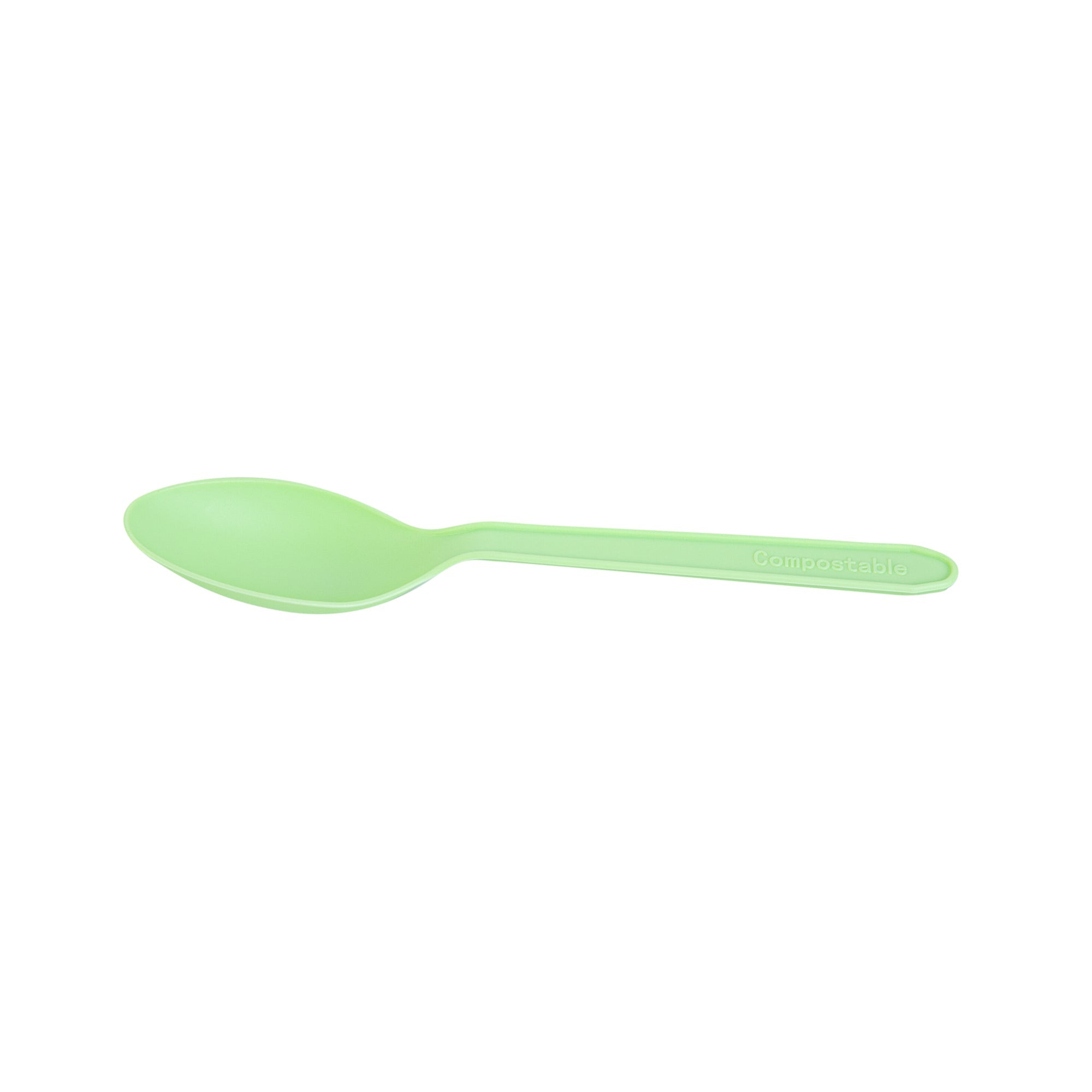 Basic Nature Green CPLA Plastic Dessert Spoon - Heat-Resistant, Compostable - 4" - 1000 count box