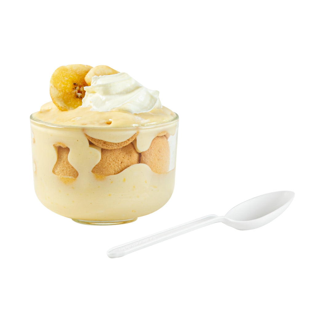 Basic Nature White CPLA Plastic Dessert Spoon - Heat-Resistant, Compostable - 4" - 1000 count box
