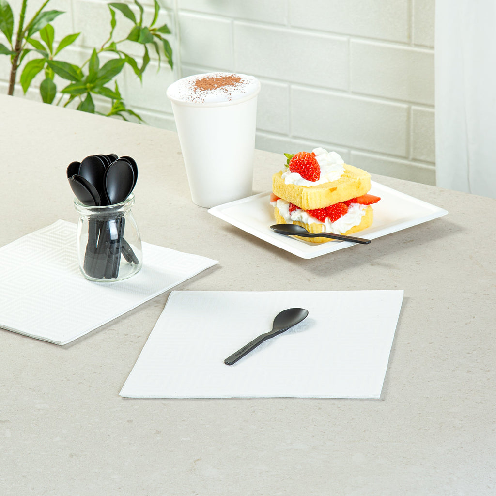 Basic Nature Black CPLA Plastic Mini Spoon - Heat-Resistant, Compostable - 4" - 1000 count box