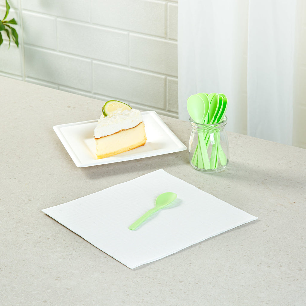 Basic Nature Green CPLA Plastic Mini Spoon - Heat-Resistant, Compostable - 4" - 1000 count box