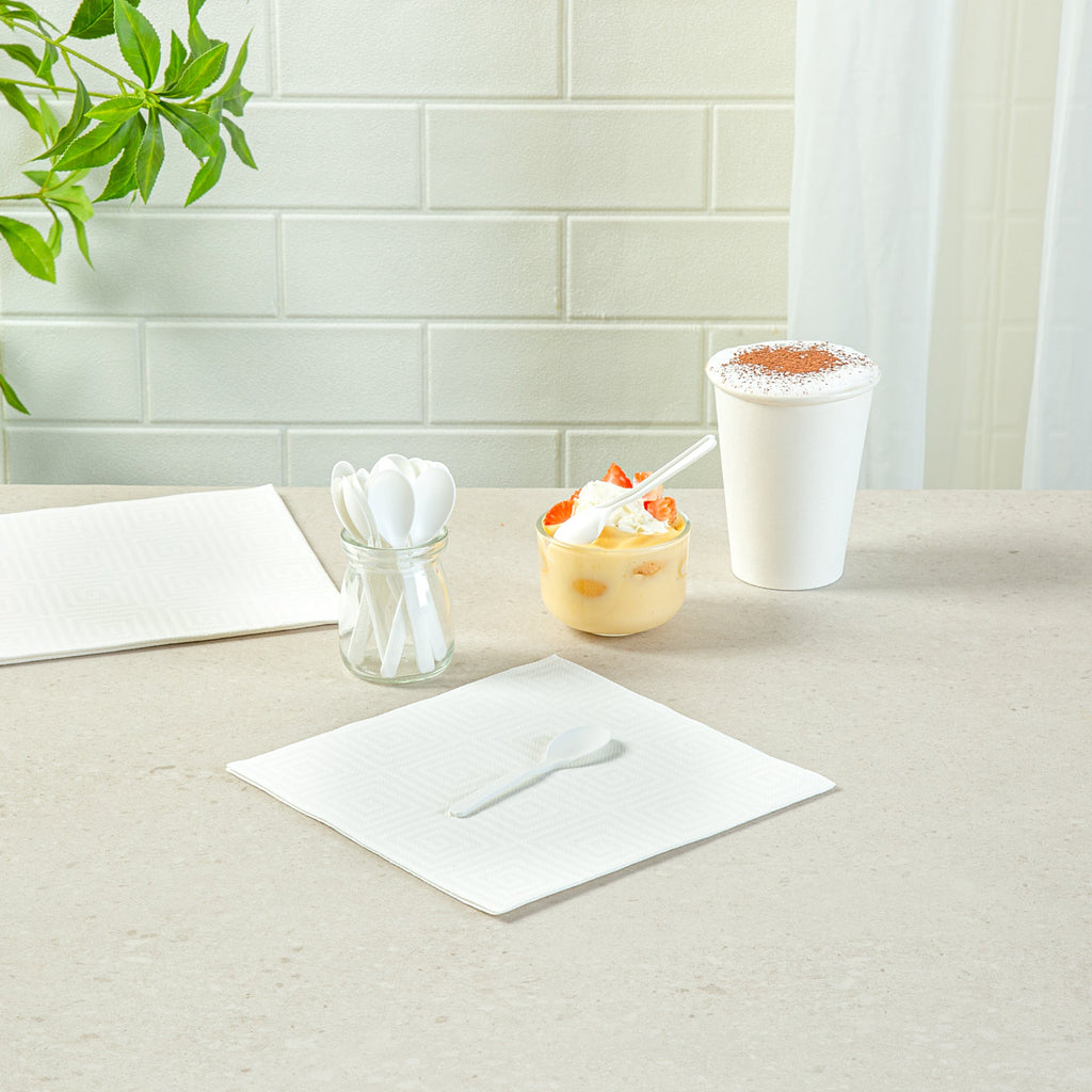 Basic Nature Round White Plastic Mini Spoon - Heat-Resistant, Compostable - 4" x 1" - 1000 count box