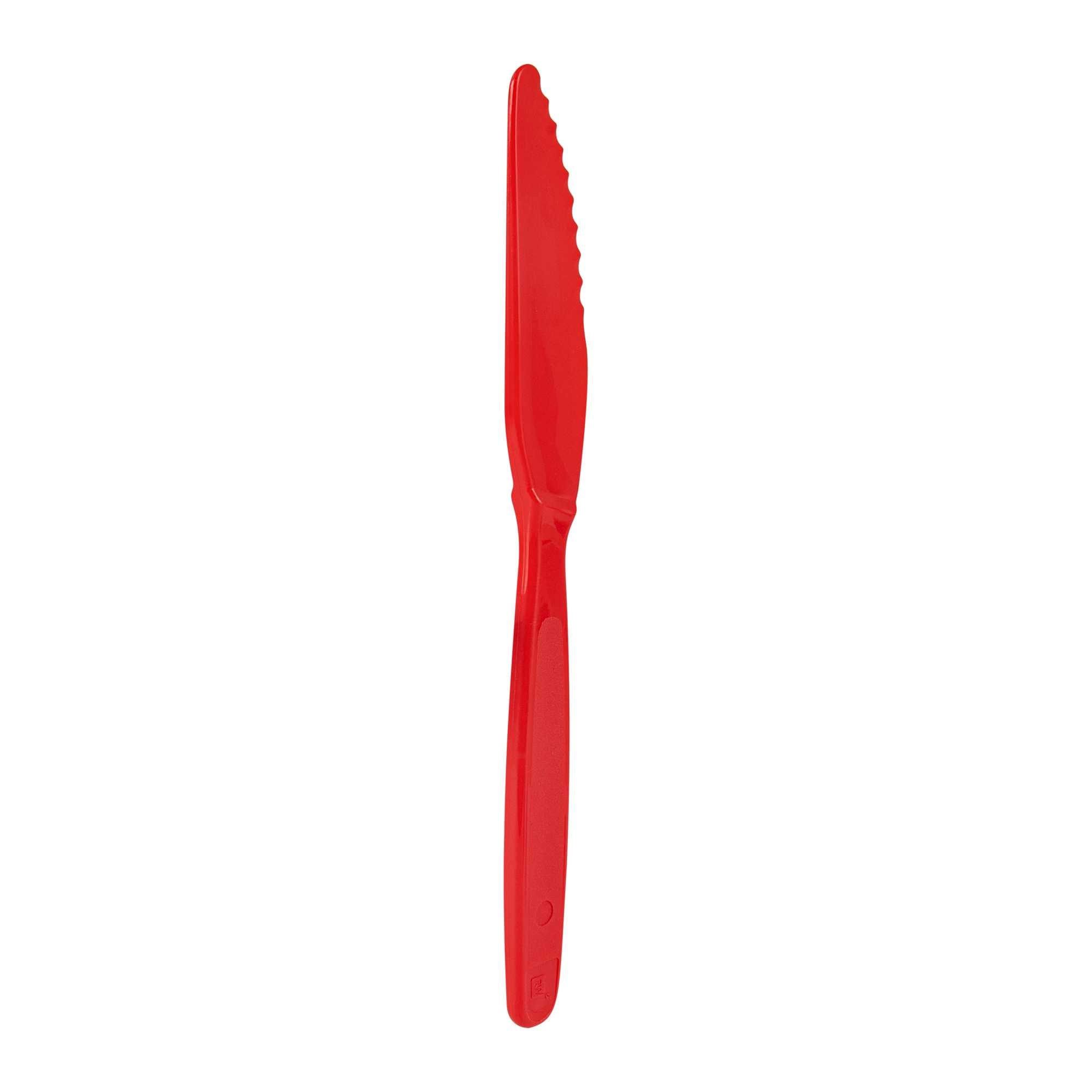 RW Kids Red Plastic Knife - 7" - 10 count box