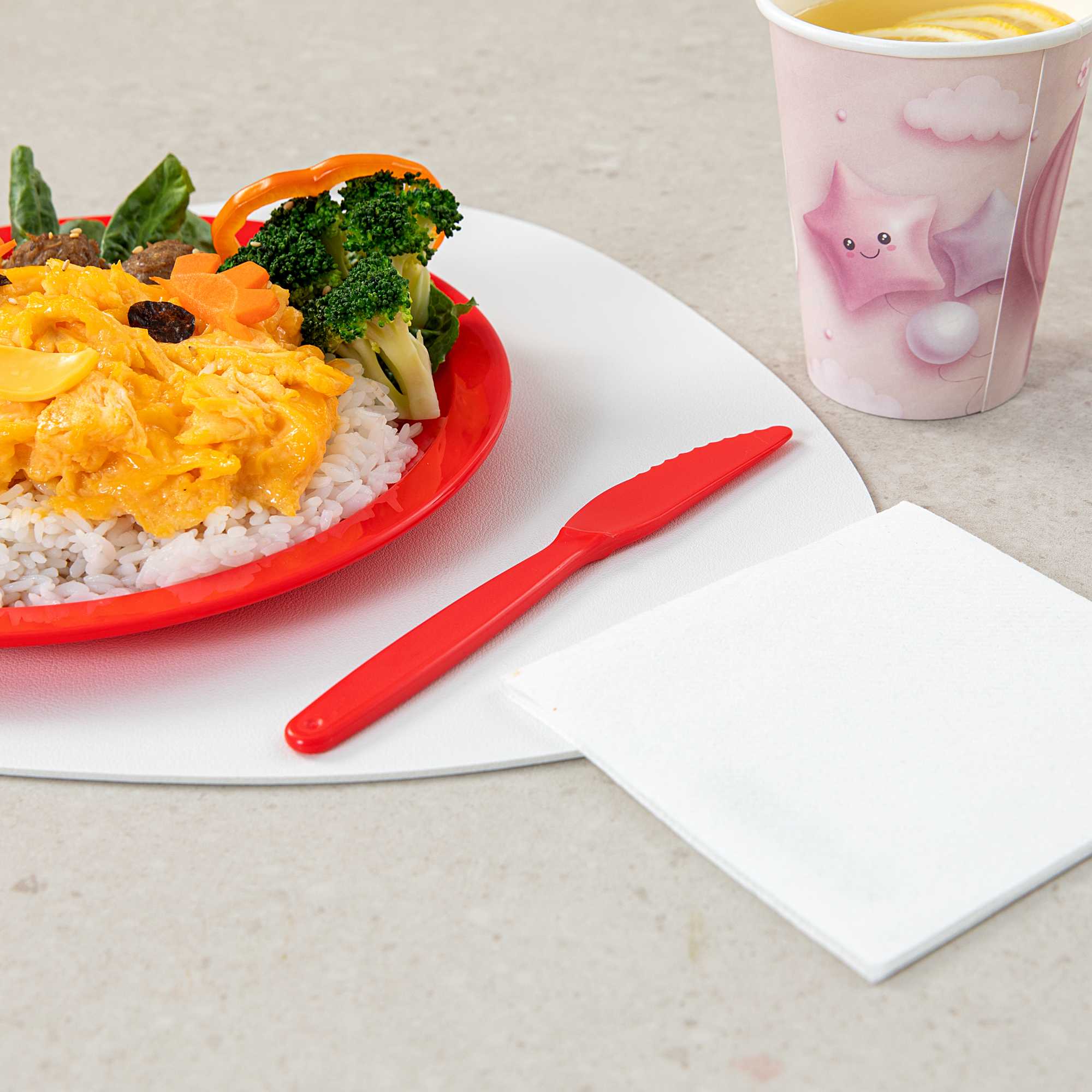 RW Kids Red Plastic Knife - 7" - 10 count box