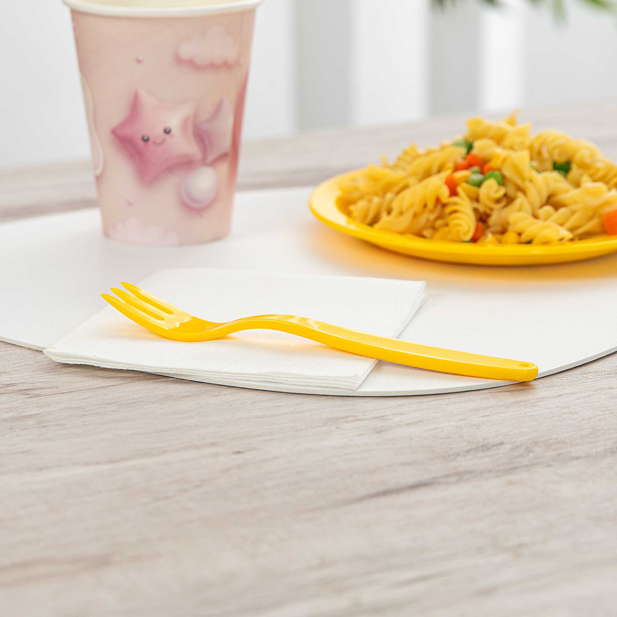 RW Kids Yellow Plastic Fork - 6 3/4" - 10 count box