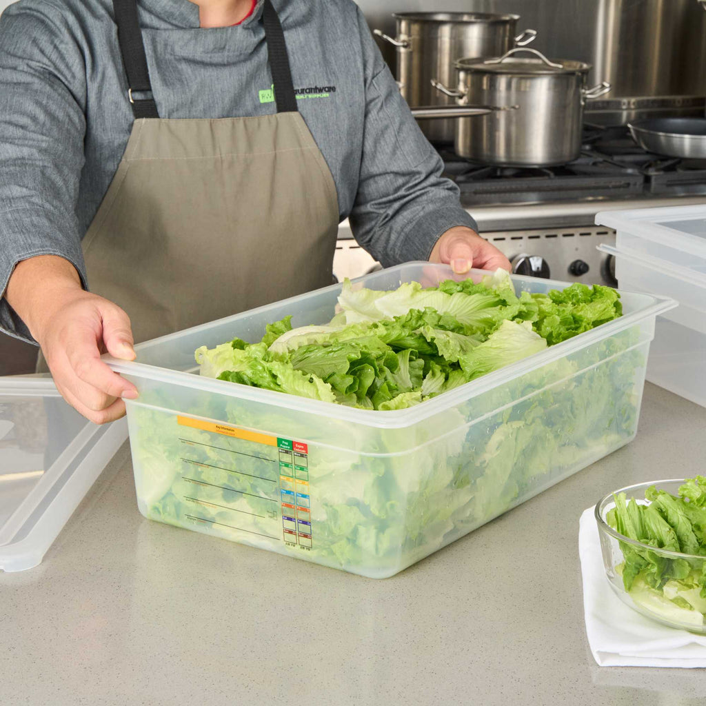 Met Lux Rectangle White Polypropylene Full Size Food Pan - 6" Deep, with Label - 1 count box
