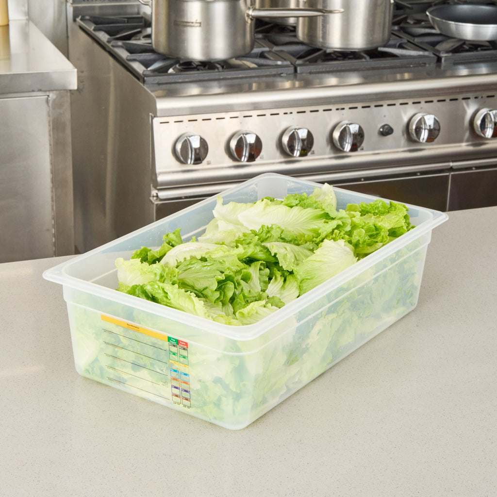 Met Lux Rectangle White Polypropylene Full Size Food Pan - 6" Deep, with Label - 10 count box