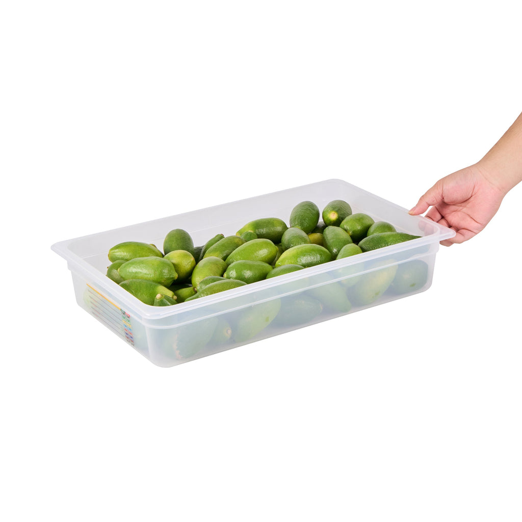 Met Lux Rectangle White Polypropylene Full Size Food Pan - 4" Deep, with Label - 10 count box
