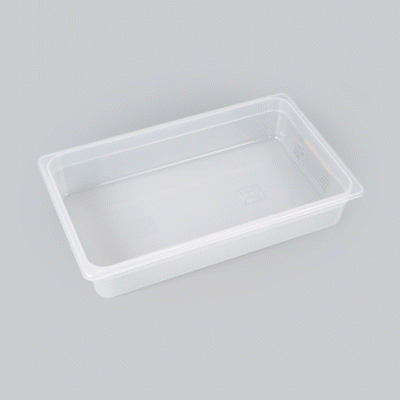 Met Lux Rectangle White Polypropylene Full Size Food Pan - 4" Deep, with Label - 10 count box
