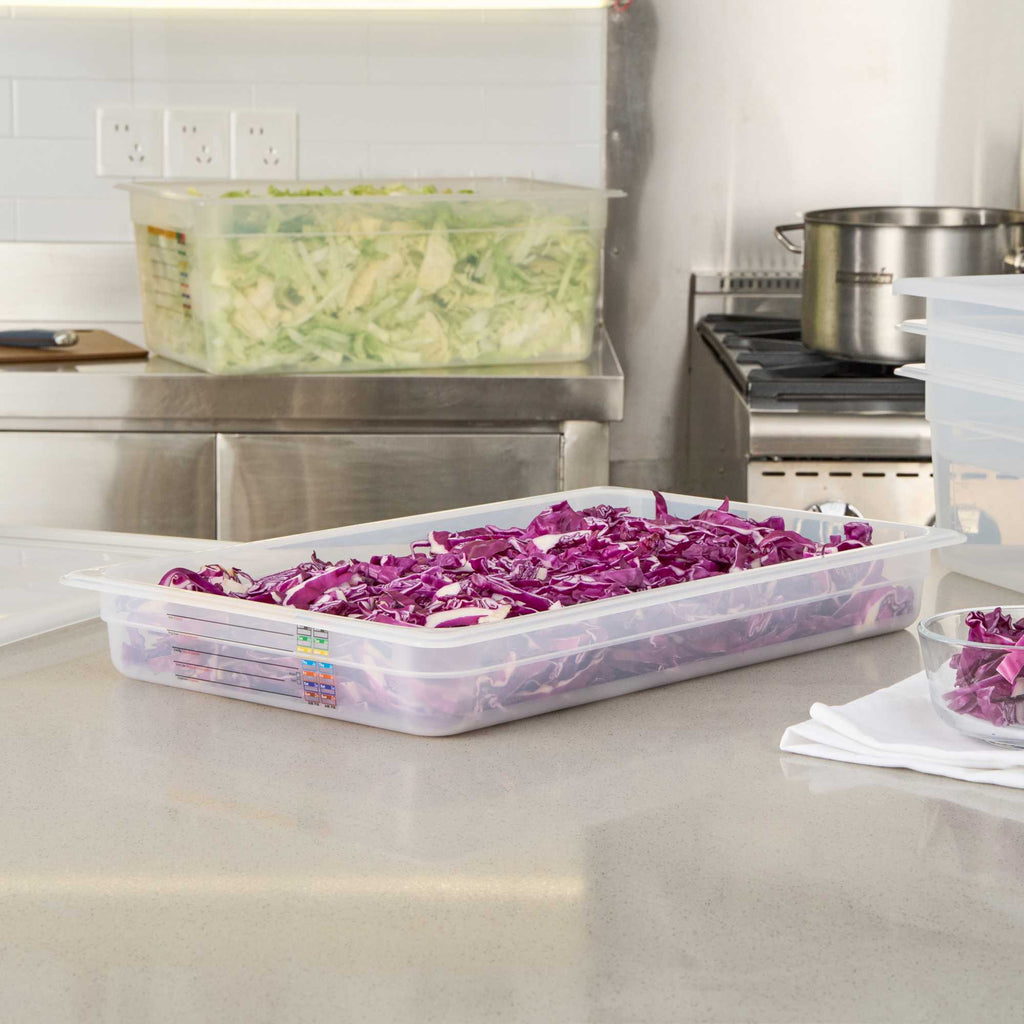 Met Lux Rectangle White Polypropylene Full Size Food Pan - 2.5" Deep, with Label - 1 count box