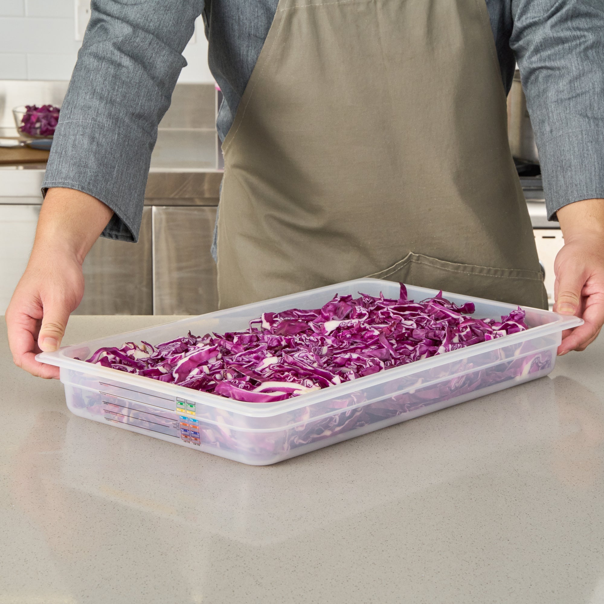 Met Lux Rectangle White Polypropylene Full Size Food Pan - 2.5" Deep, with Label - 10 count box