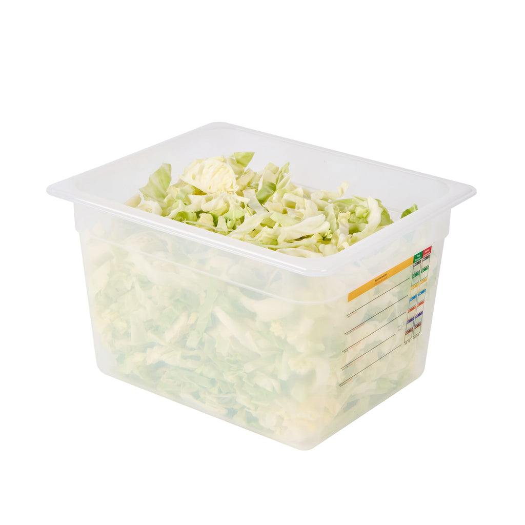 Met Lux Rectangle White Polypropylene Half Size Food Pan - 8" Deep, with Label - 10 count box