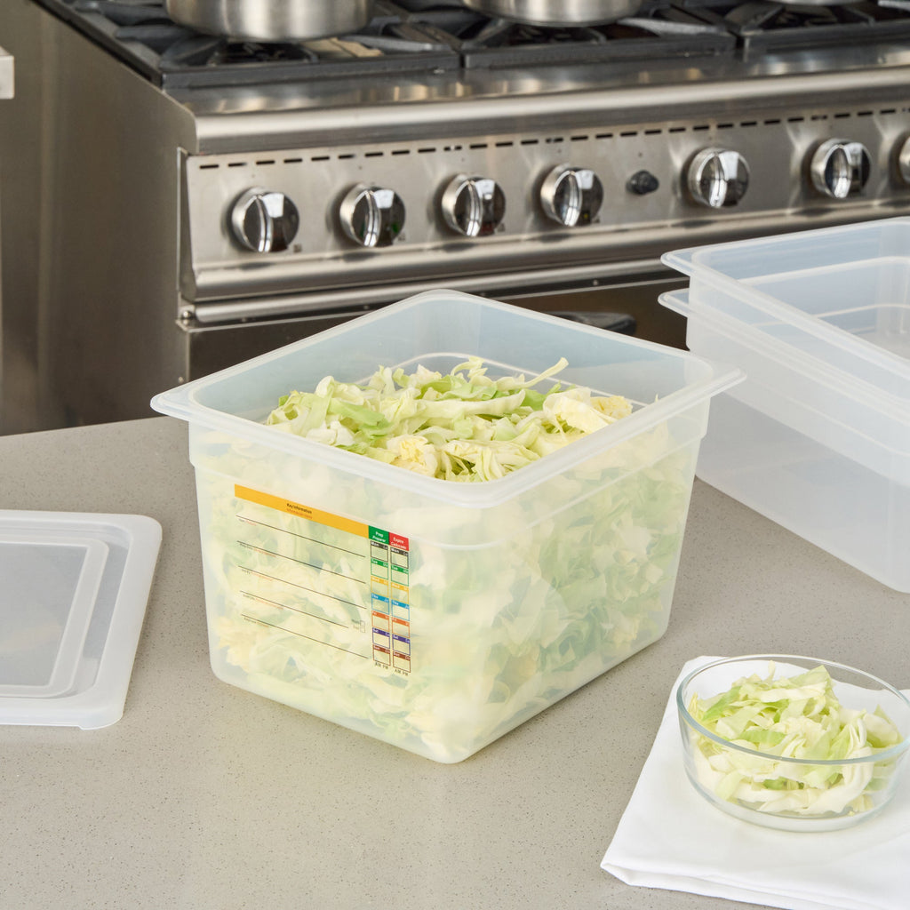 Met Lux Rectangle White Polypropylene Half Size Food Pan - 8" Deep, with Label - 10 count box