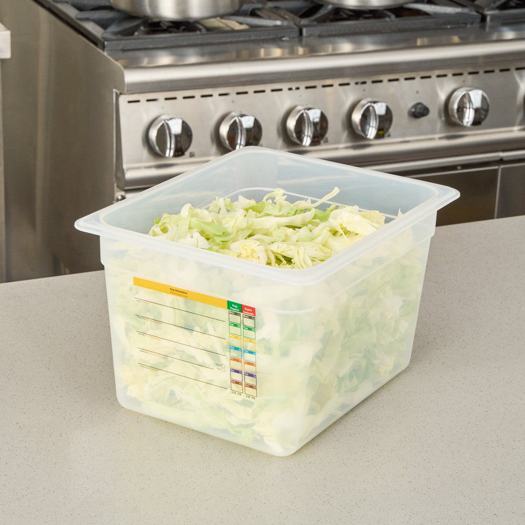 Met Lux Rectangle White Polypropylene Half Size Food Pan - 8" Deep, with Label - 10 count box