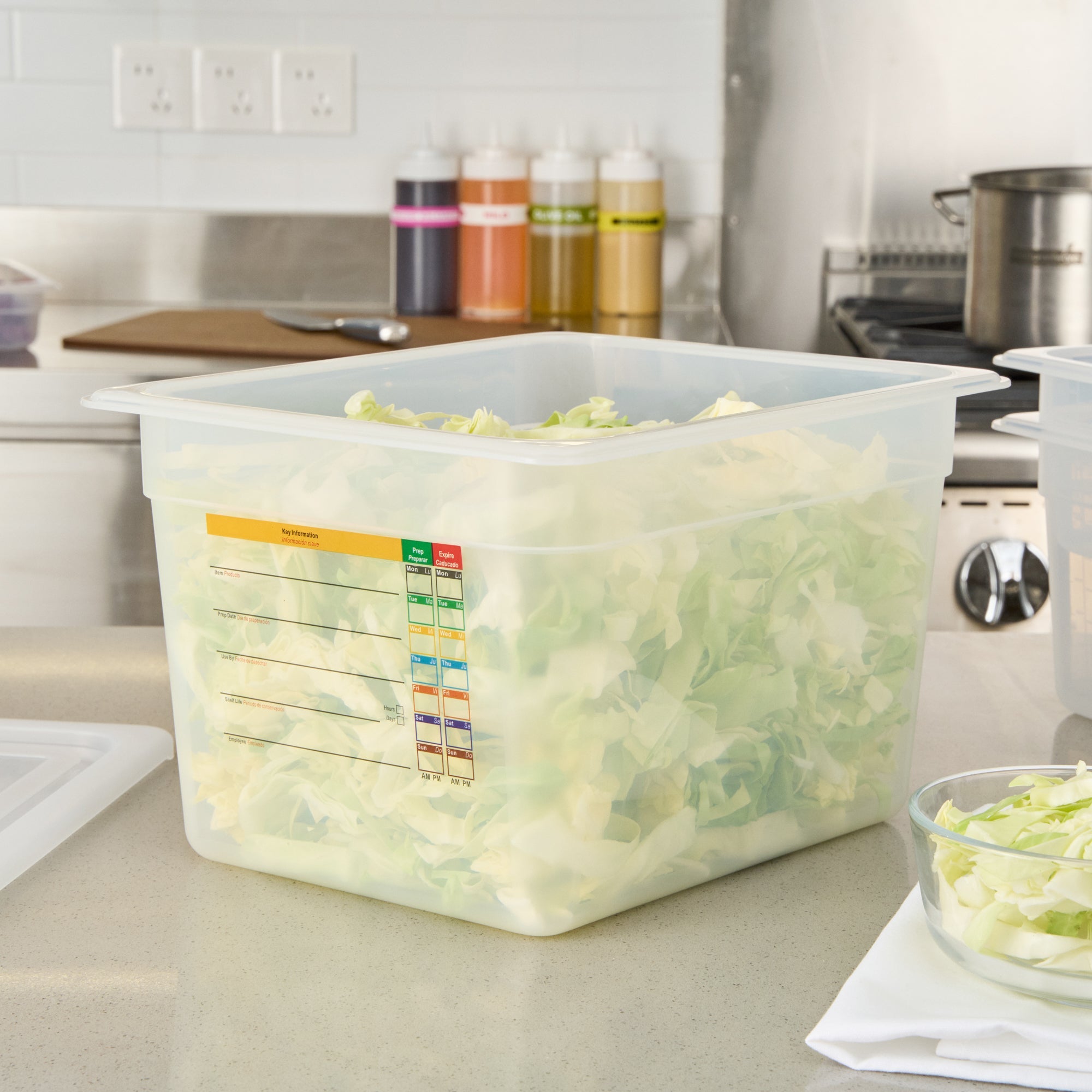 Met Lux Rectangle White Polypropylene Half Size Food Pan - 8" Deep, with Label - 10 count box