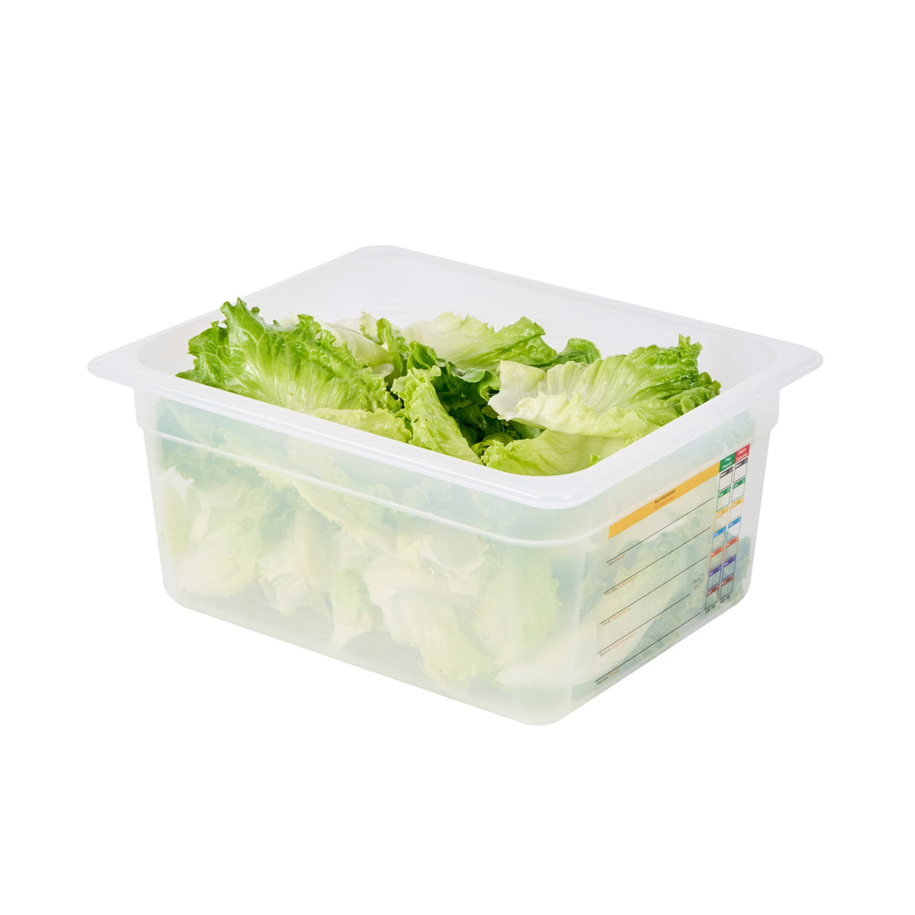 Met Lux Rectangle White Polypropylene Half Size Food Pan - 6" Deep, with Label - 10 count box