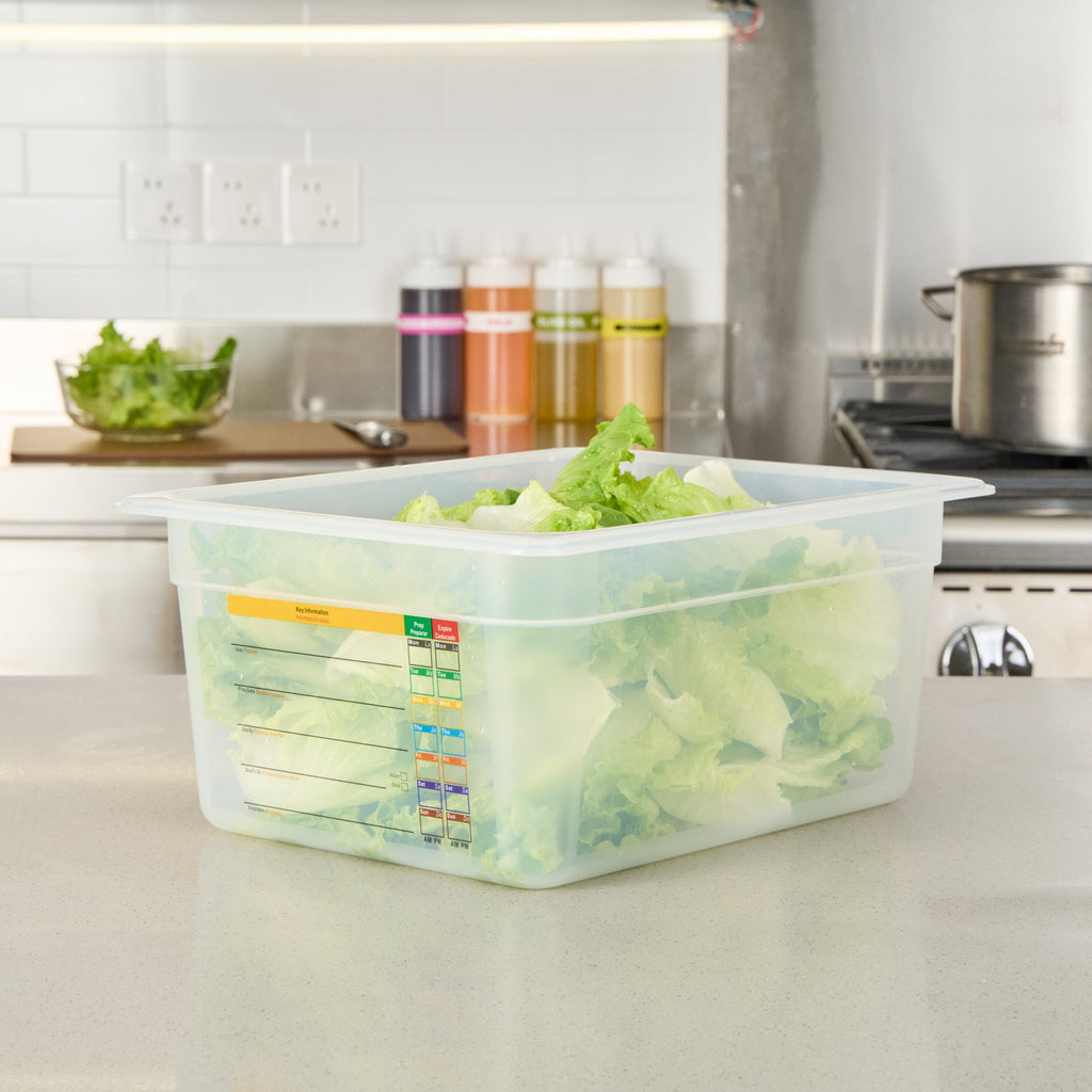 Met Lux Rectangle White Polypropylene Half Size Food Pan - 6" Deep, with Label - 10 count box
