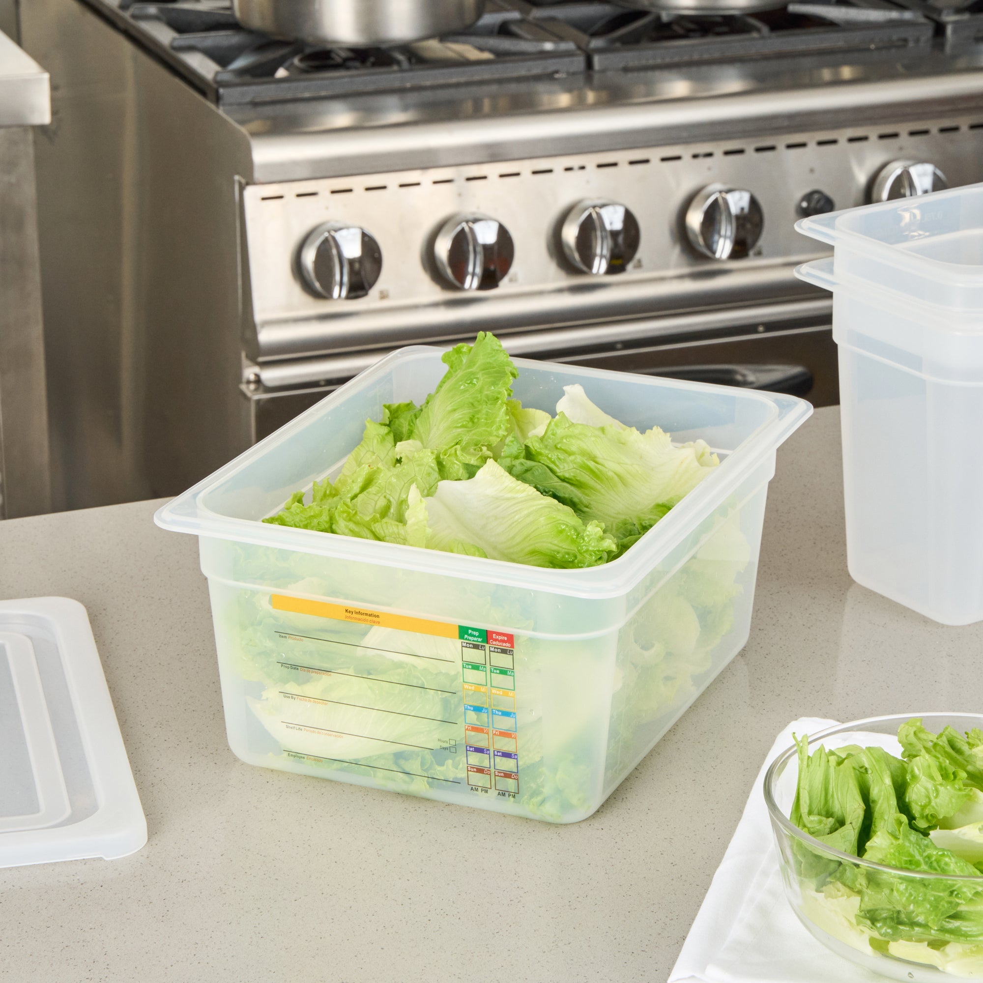 Met Lux Rectangle White Polypropylene Half Size Food Pan - 6" Deep, with Label - 10 count box
