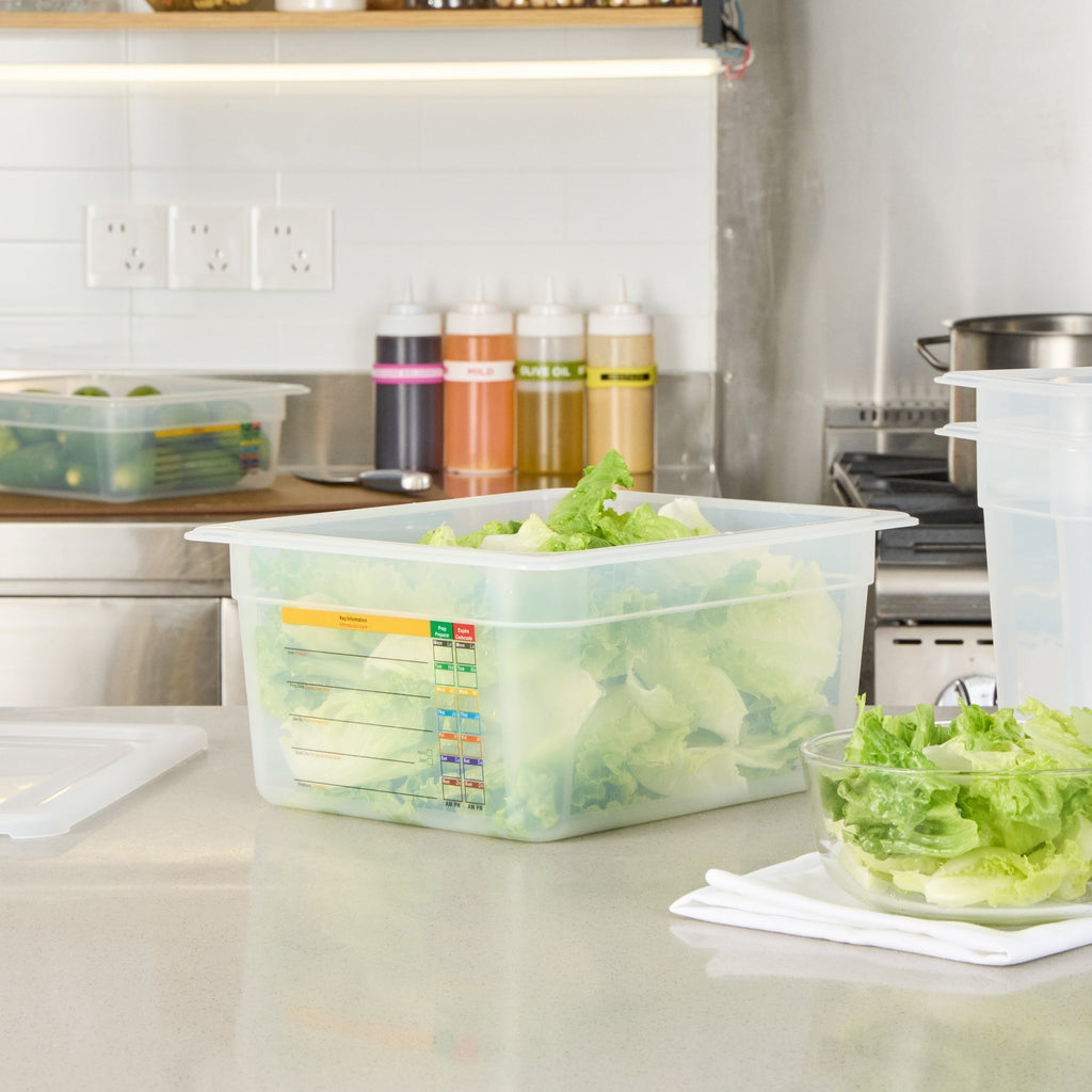 Met Lux Rectangle White Polypropylene Half Size Food Pan - 6" Deep, with Label - 10 count box