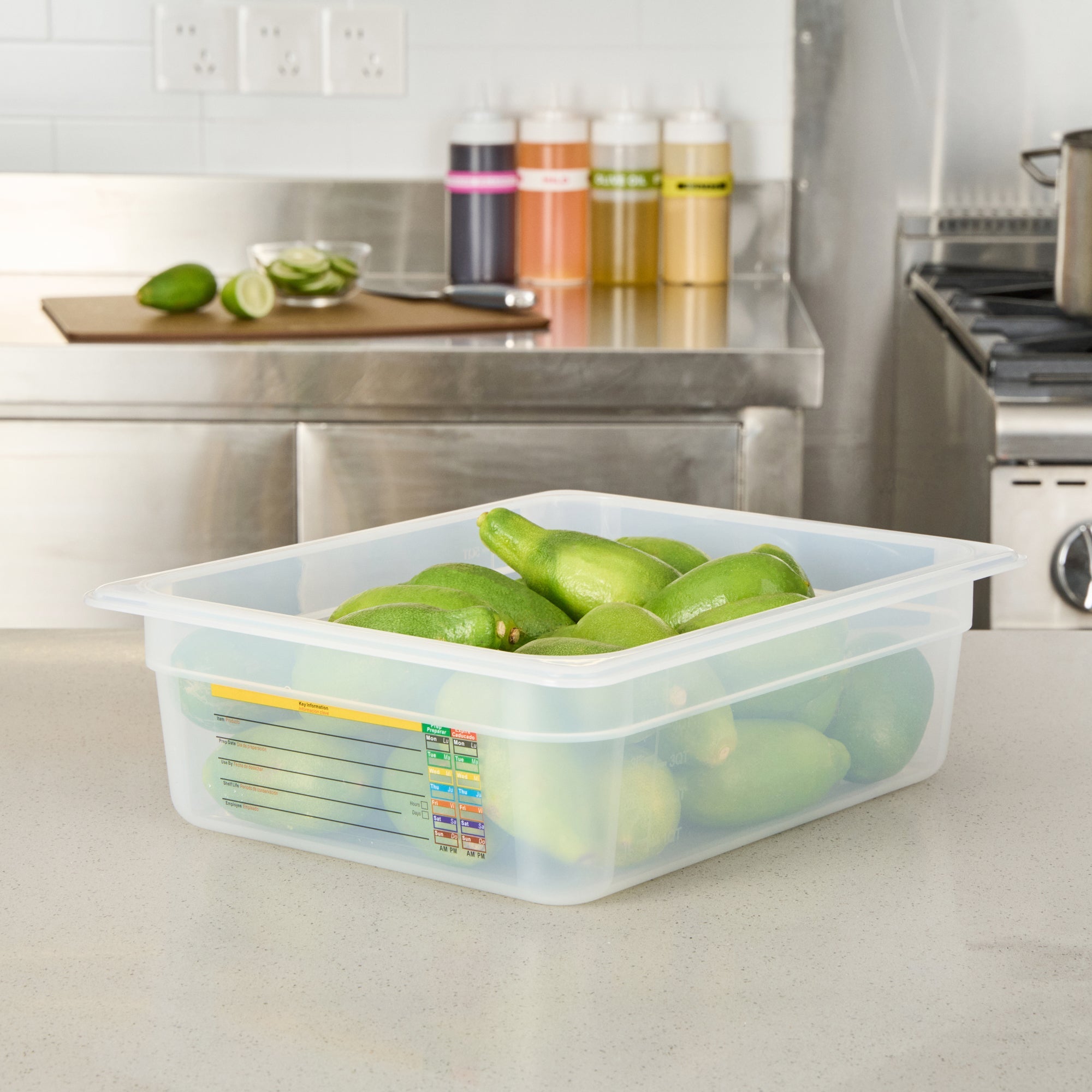 Met Lux Rectangle White Polypropylene Half Size Food Pan - 4" Deep, with Label - 10 count box