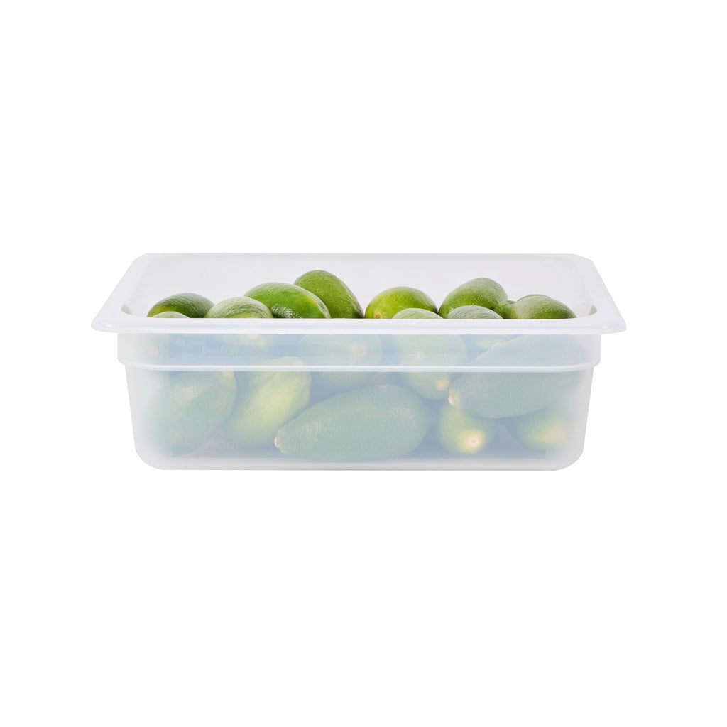 Met Lux Rectangle White Polypropylene Half Size Food Pan - 4" Deep, with Label - 10 count box