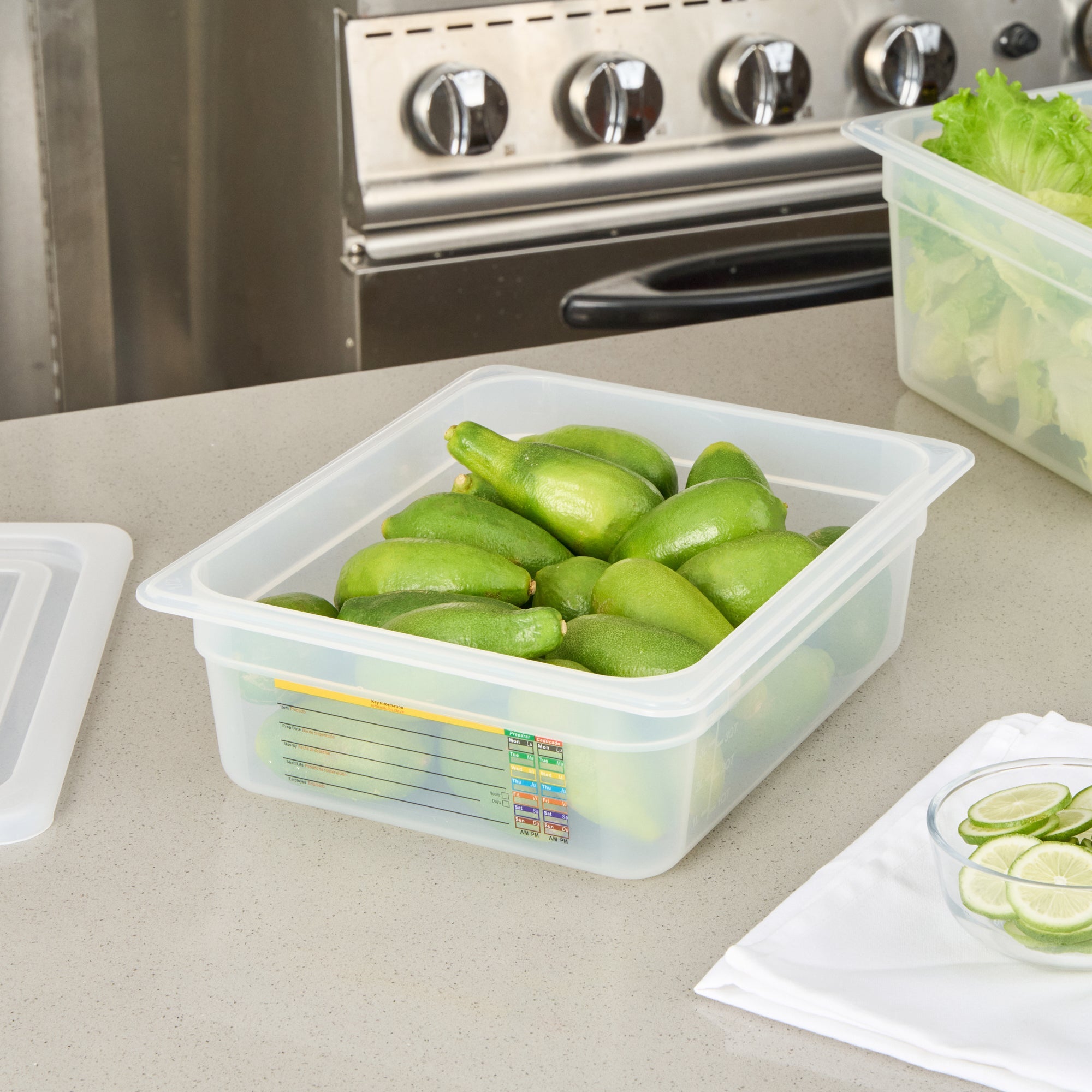 Met Lux Rectangle White Polypropylene Half Size Food Pan - 4" Deep, with Label - 10 count box