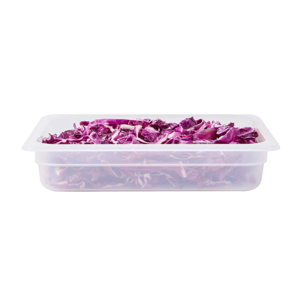 Met Lux Rectangle White Polypropylene Half Size Food Pan - 2.5" Deep, with Label - 1 count box