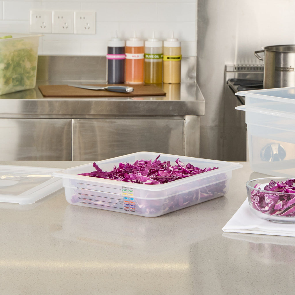 Met Lux Rectangle White Polypropylene Half Size Food Pan - 2.5" Deep, with Label - 10 count box