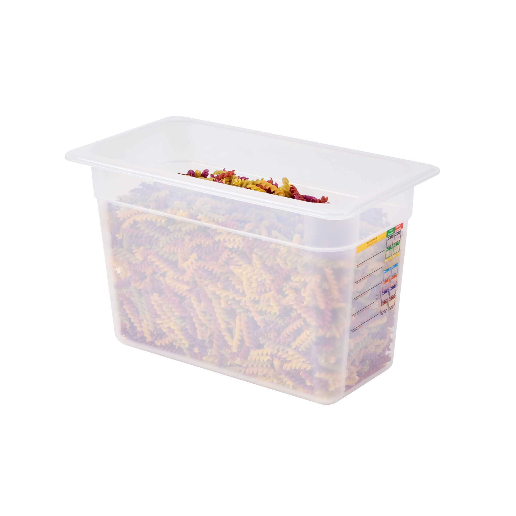 Met Lux Rectangle White Polypropylene 1/3 Size Food Pan - 8" Deep, with Label - 1 count box