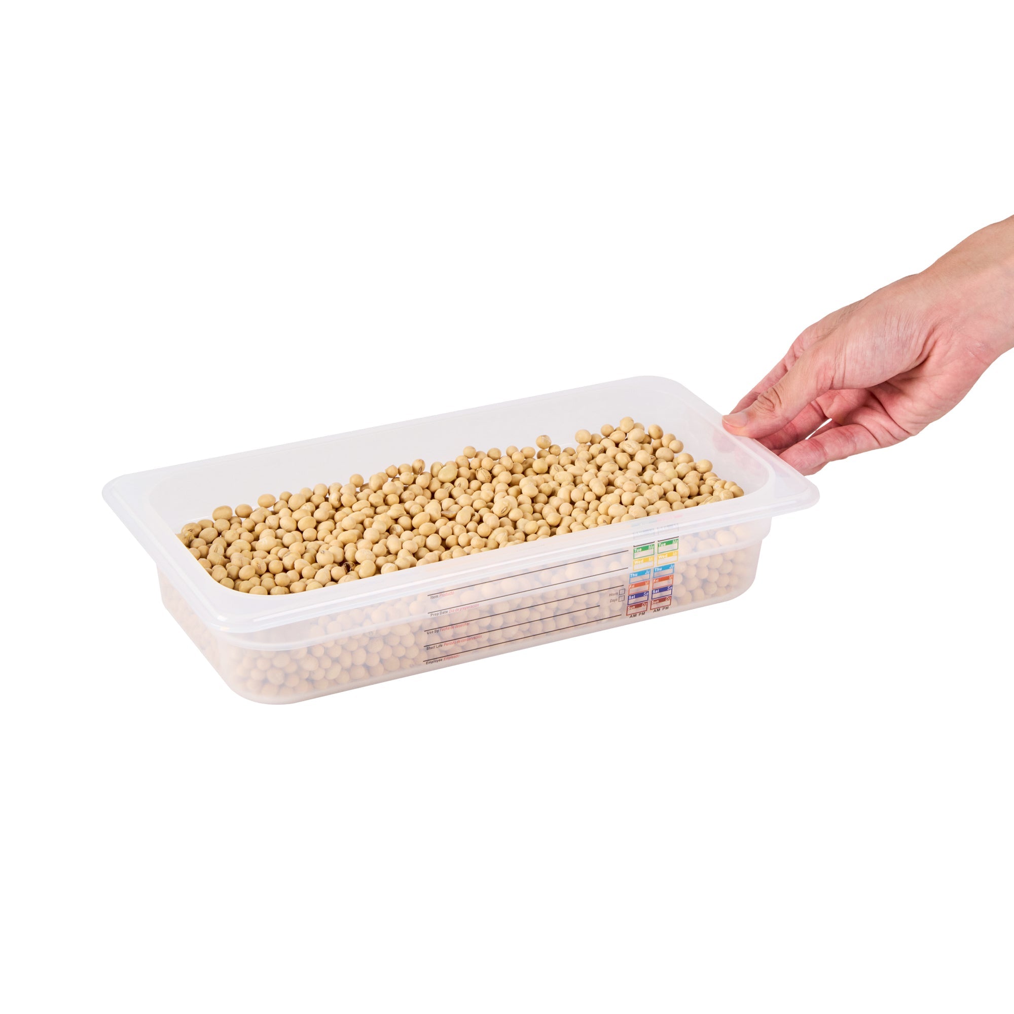 Met Lux Rectangle White Polypropylene 1/3 Size Food Pan - 2.5" Deep, with Label - 10 count box