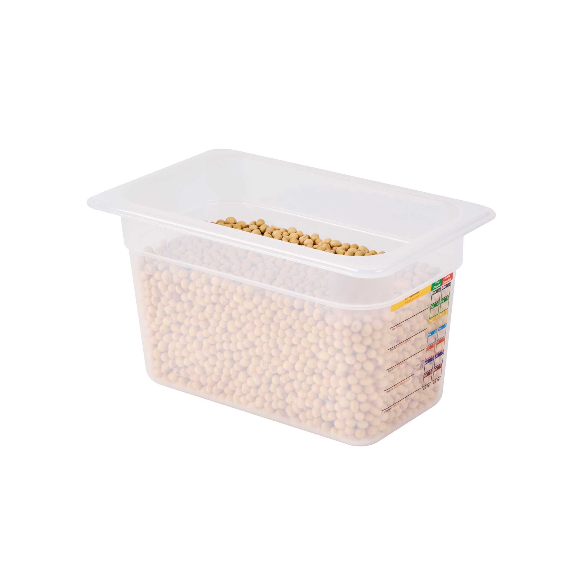 Met Lux Rectangle White Polypropylene 1/4 Size Food Pan - 6" Deep, with Label - 1 count box