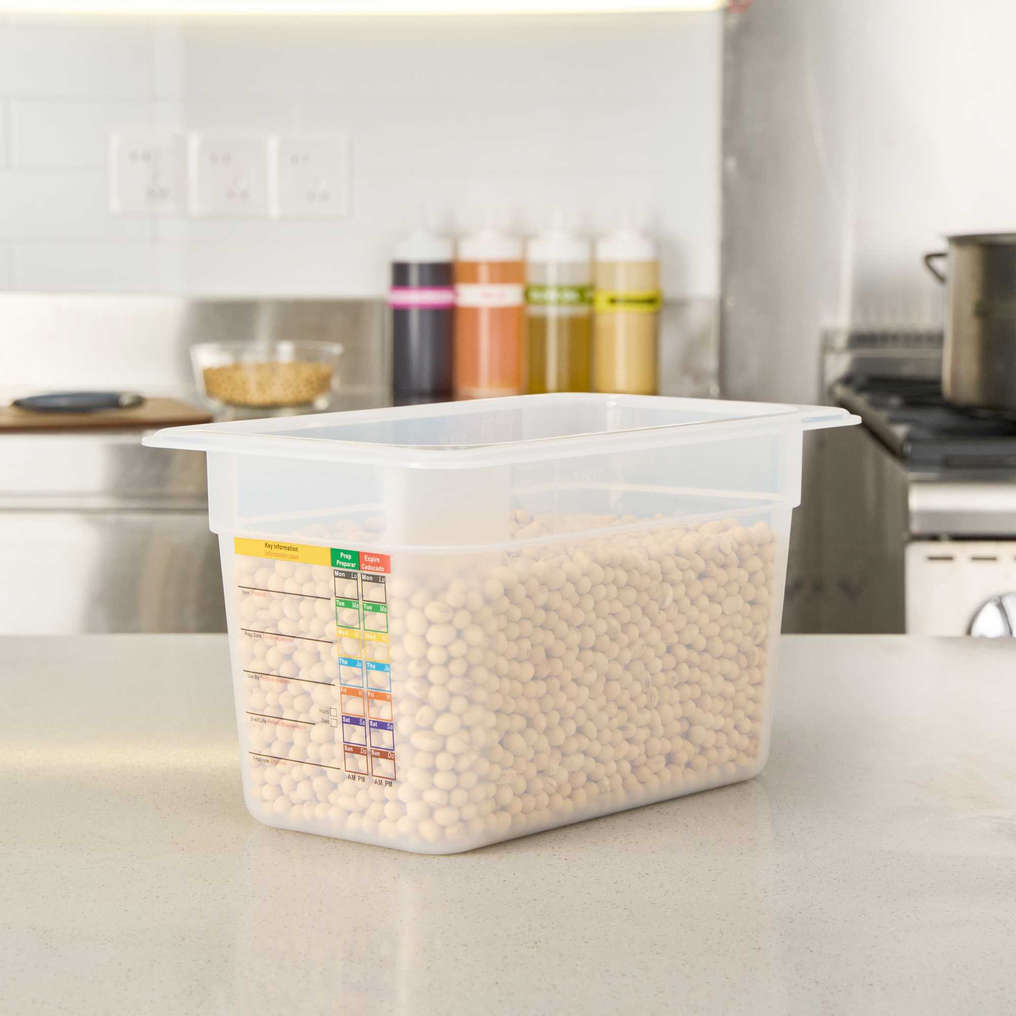 Met Lux Rectangle White Polypropylene 1/4 Size Food Pan - 6" Deep, with Label - 1 count box