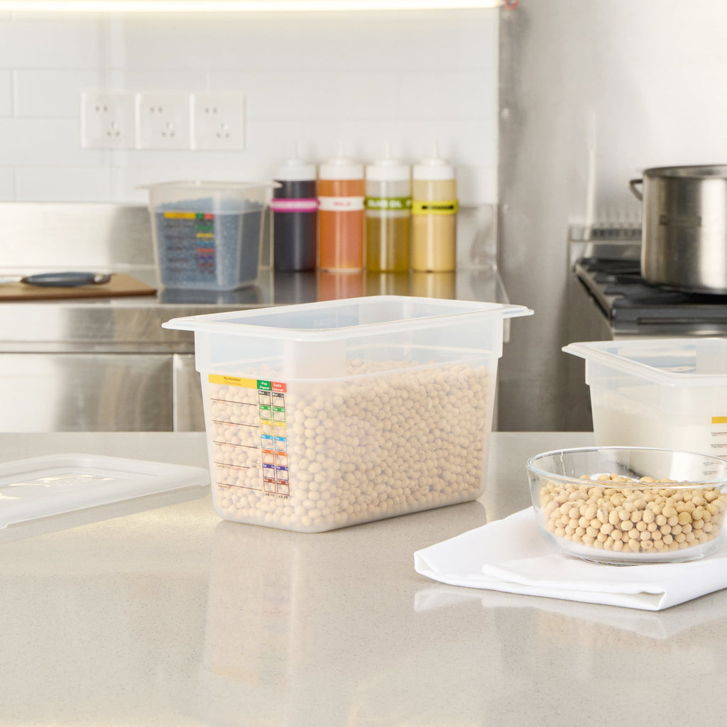 Met Lux Rectangle White Polypropylene 1/4 Size Food Pan - 6" Deep, with Label - 10 count box