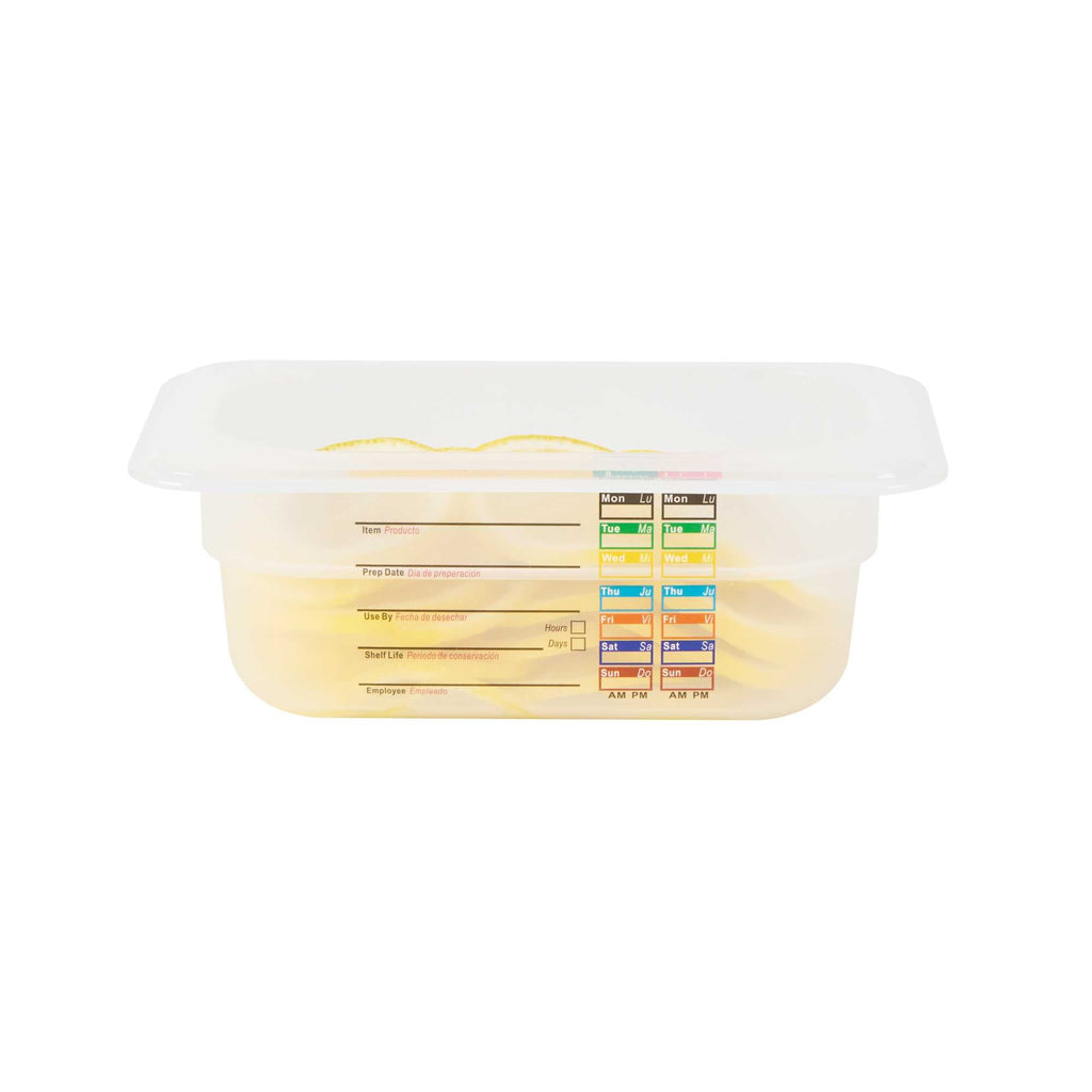 Met Lux Rectangle White Polypropylene 1/9 Size Food Pan - 2.5" Deep, with Label - 1 count box