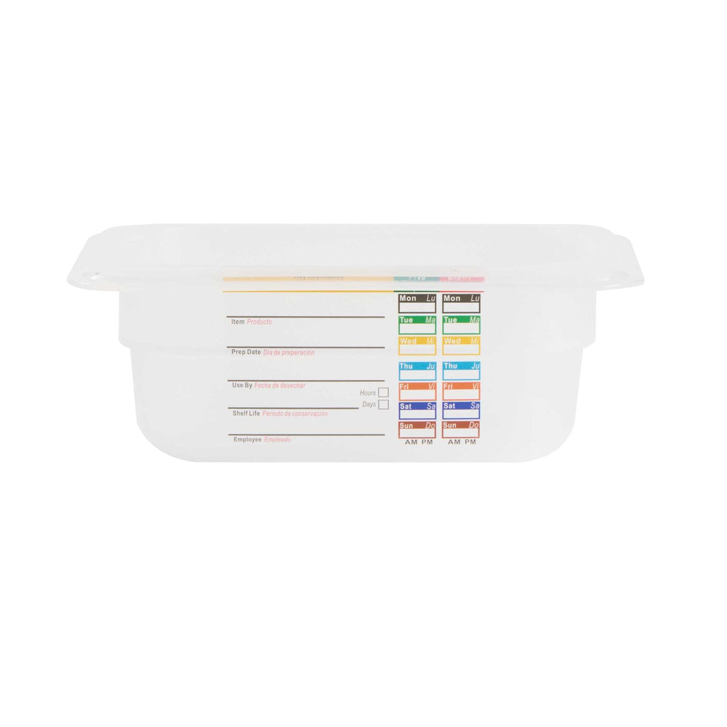 Met Lux Rectangle White Polypropylene 1/9 Size Food Pan - 2.5" Deep, with Label - 1 count box