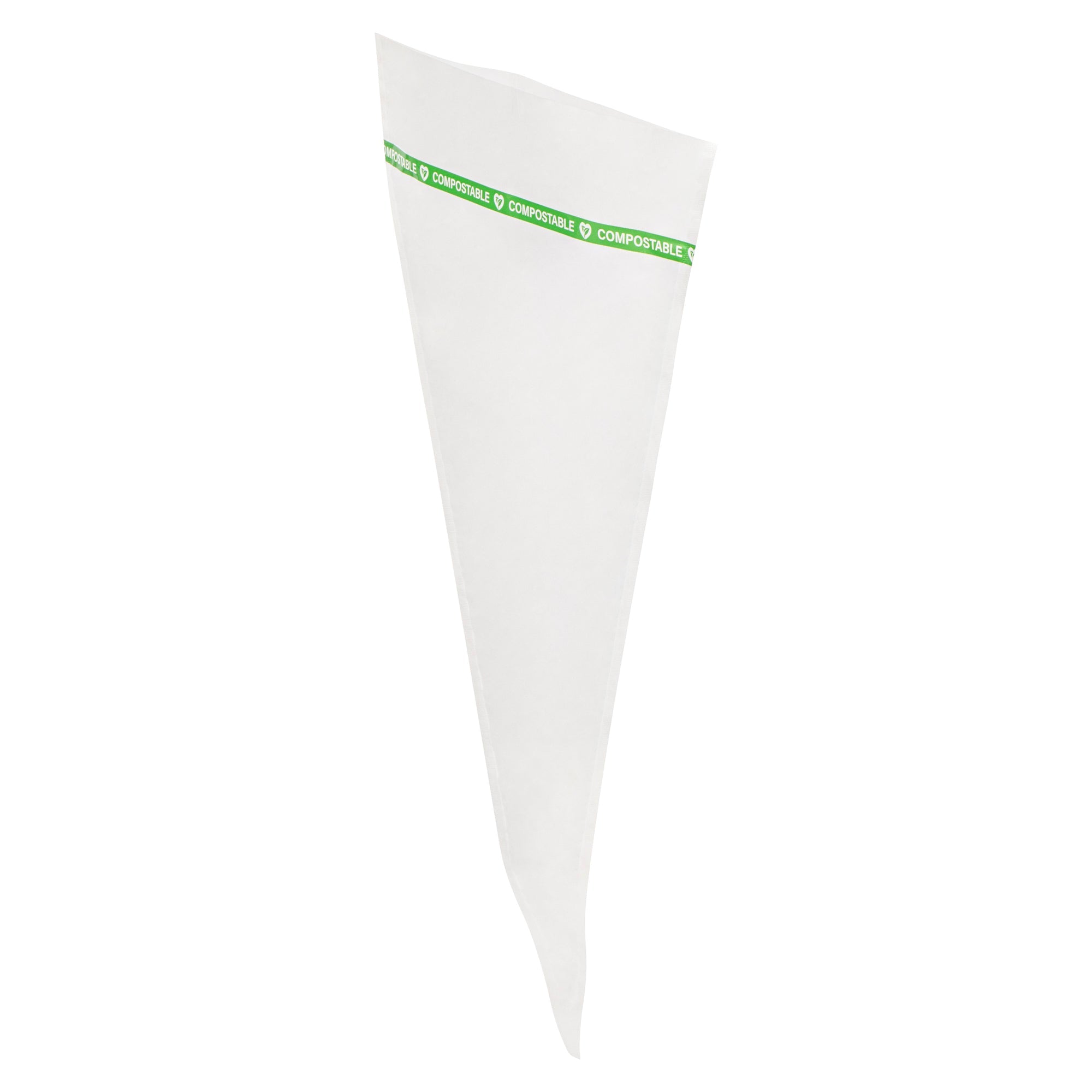 Basic Nature Clear Plastic Cone Bag - Compostable, High Clarity - 12" x 6" - 100 count box