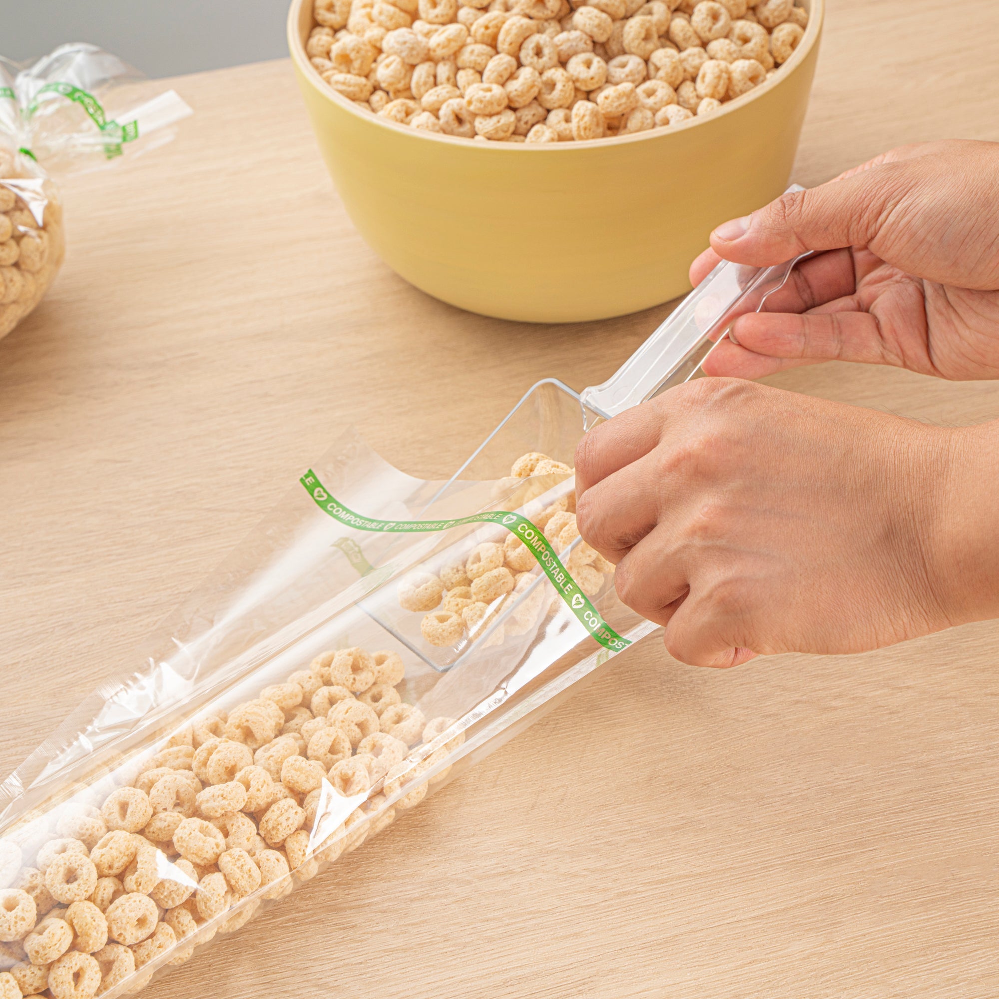 Basic Nature Clear Plastic Cone Bag - Compostable, High Clarity - 17" x 7 1/2" - 100 count box