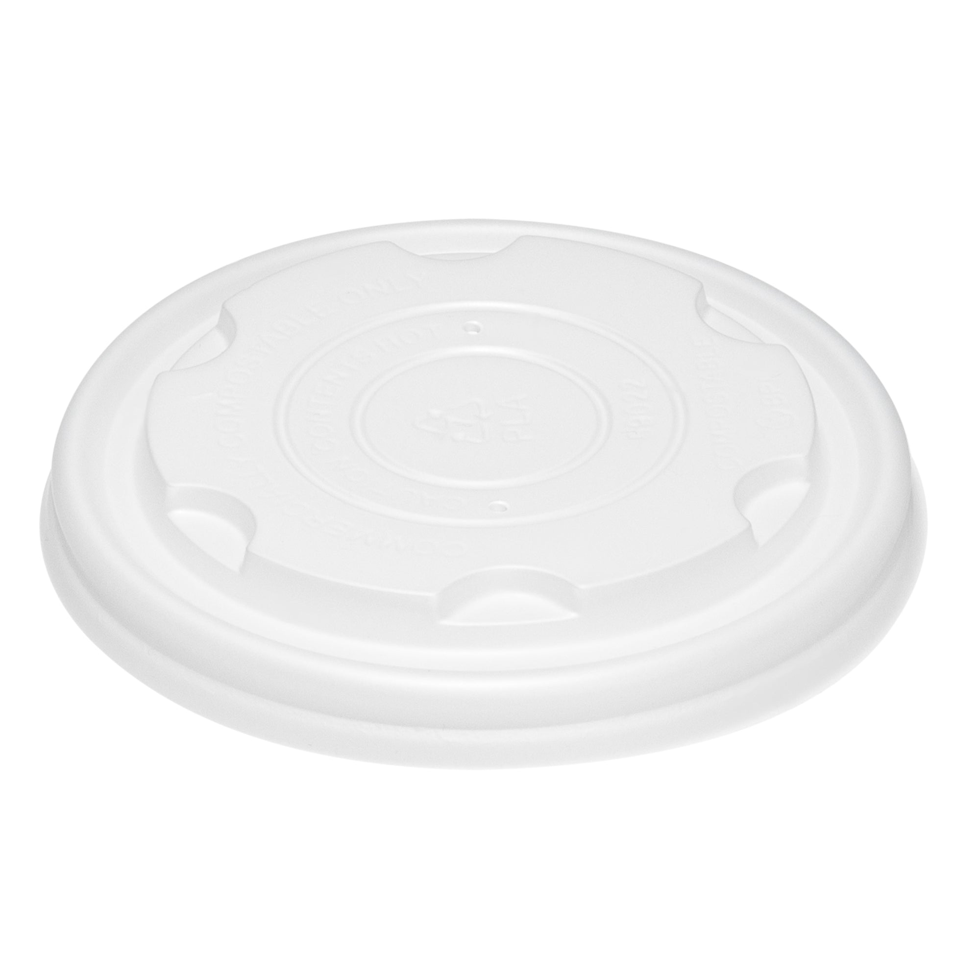 Sustain Round White PLA Plastic Lid - Compostable, Fits 8 oz Soup Container - 25 count box
