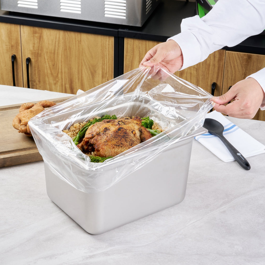 Fresh Hero Nylon Half Size Steam Table Pan Liner - 8" Depth - 23" x 18" - 100 count box