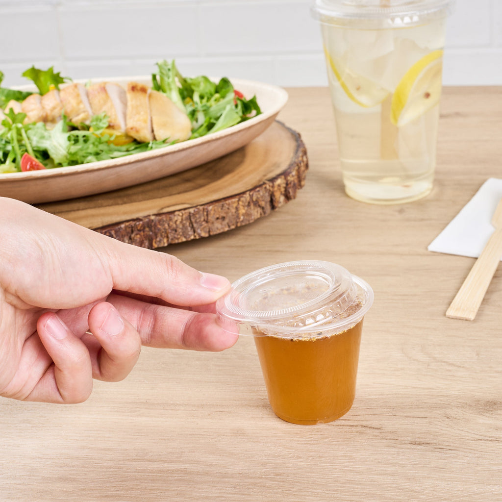 Basic Nature Clear PLA Plastic Lid - Fits 2 / 3 oz Portion Cup, Compostable - 2000 count box