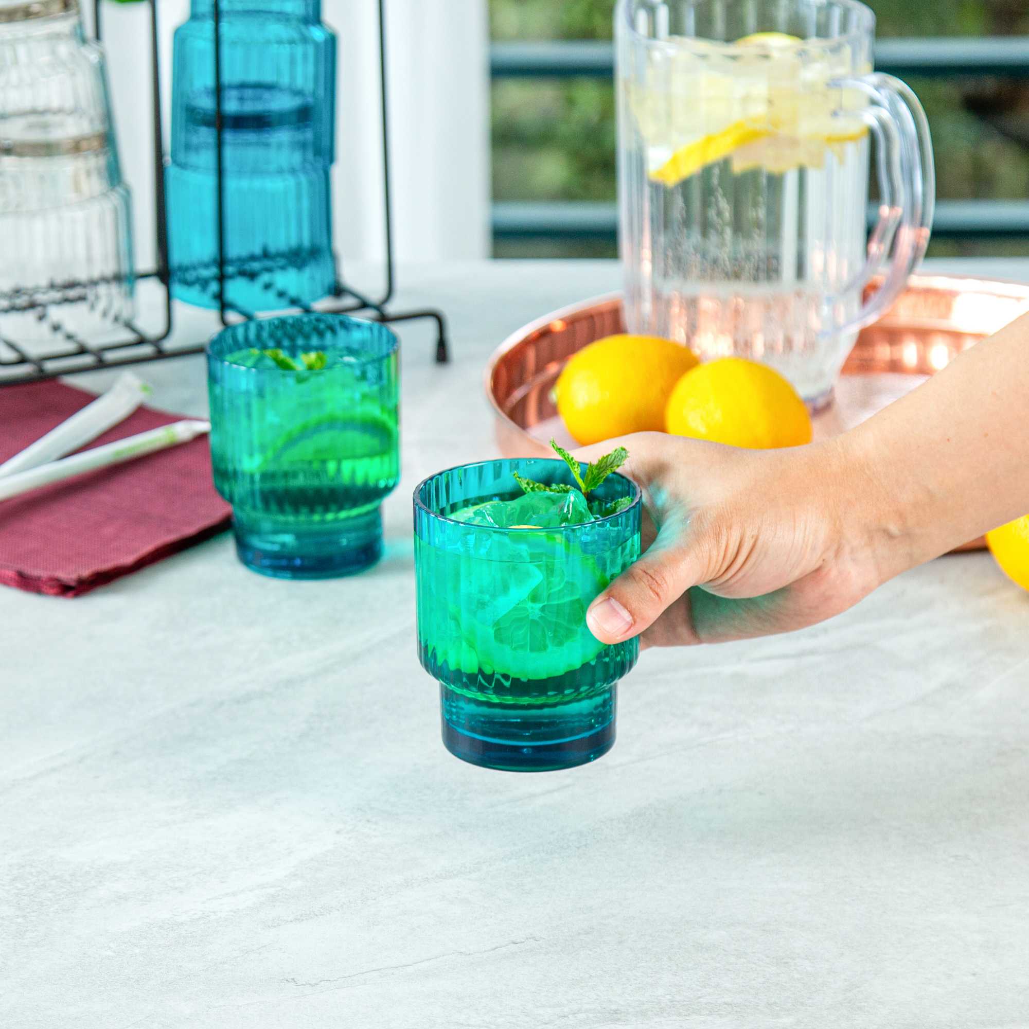 Bev Tek 11 oz Blue SAN Plastic Tumbler - Stackable - 6 count box